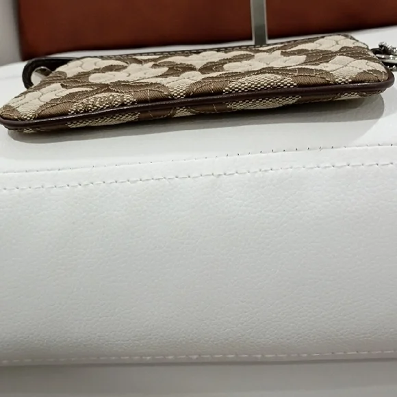 Coach Tan and Brown Signature Wristlet With Coach Dust Bag - Picture 5 of 7